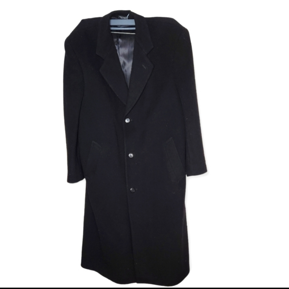 Silver Cloud Charcoal Wool and Cashmere Overcoat 42 - Picture 2 of 5